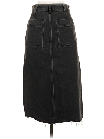 Madewell Stretch Denim Slit Straight Midi Skirt in Cadman Wash (view 2)