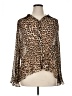 Chico's 100% Polyester Animal Print Brown Long Sleeve Blouse Size XL (3) - photo 1
