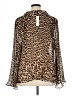 Chico's 100% Polyester Animal Print Brown Long Sleeve Blouse Size XL (3) - photo 2