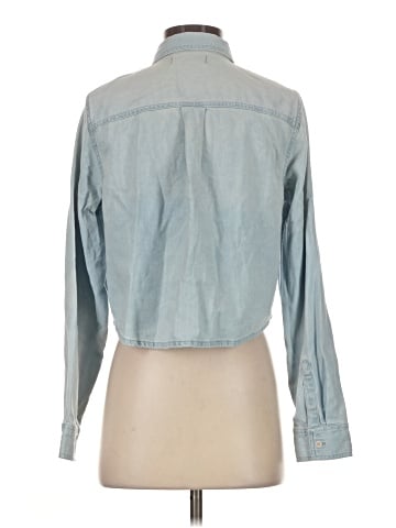 Madewell Cotton-Hemp Denim Button-Up Crop Shirt (view 2)
