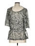 GNW 100% Nylon Silver 3/4 Sleeve Blouse Size L - photo 1