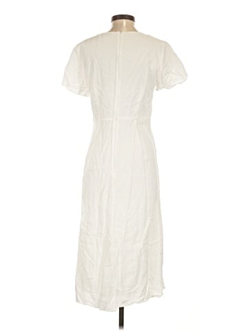 Madewell Linen-Blend Button-Wrap Midi Dress (view 2)