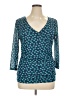 Elle 100% Polyester Teal 3/4 Sleeve Top Size XL - photo 1