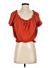 Madewell 100% Cotton Solid Orange Texture &amp; Thread Drawstring Top Size S - photo 1