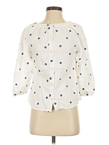 Madewell Embroidered Lightspun Wide-Neck Cuffed-Sleeve Top (view 1)