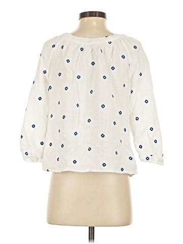 Madewell Embroidered Lightspun Wide-Neck Cuffed-Sleeve Top (view 2)