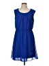 AB Studio 100% Polyester Solid Blue Casual Dress Size L - photo 1