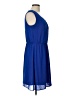 AB Studio 100% Polyester Solid Blue Casual Dress Size L - photo 4
