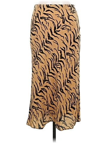 Madewell Silk Midi Slip Skirt in Tiger Stripe (view 2)
