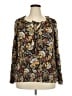 DR2 100% Rayon Floral Brown Long Sleeve Blouse Size 2X - photo 1