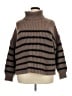 Line & Dot Stripes Brown Turtleneck Sweater Size L - photo 1