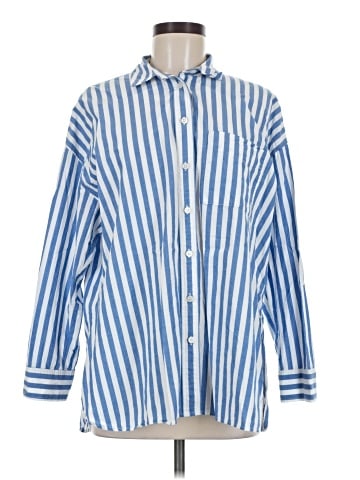 Madewell The Signature Poplin Oversized Shirt in Springy Stripe (view 1)