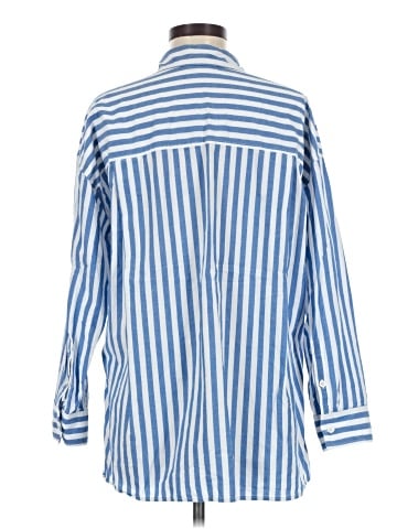 Madewell The Signature Poplin Oversized Shirt in Springy Stripe (view 2)