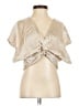 Zara Metallic Silver Short Sleeve Blouse Size XS - photo 1