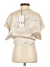 Zara Metallic Silver Short Sleeve Blouse Size XS - photo 2