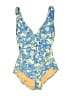 J.Crew Print Yellow One Piece Swimsuit Size 8 - photo 1