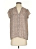 H&M 100% Polyester Brown Short Sleeve Blouse Size 4 - photo 1