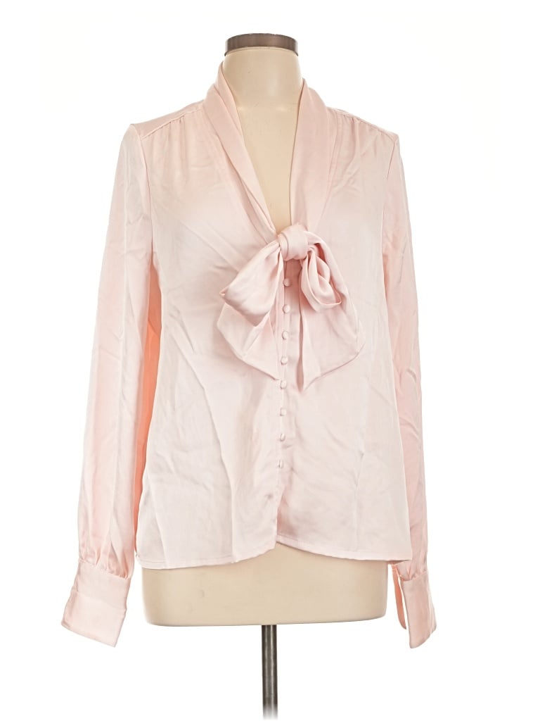 Pre-owned Francesca's Long Sleeve Blouse In Pink
