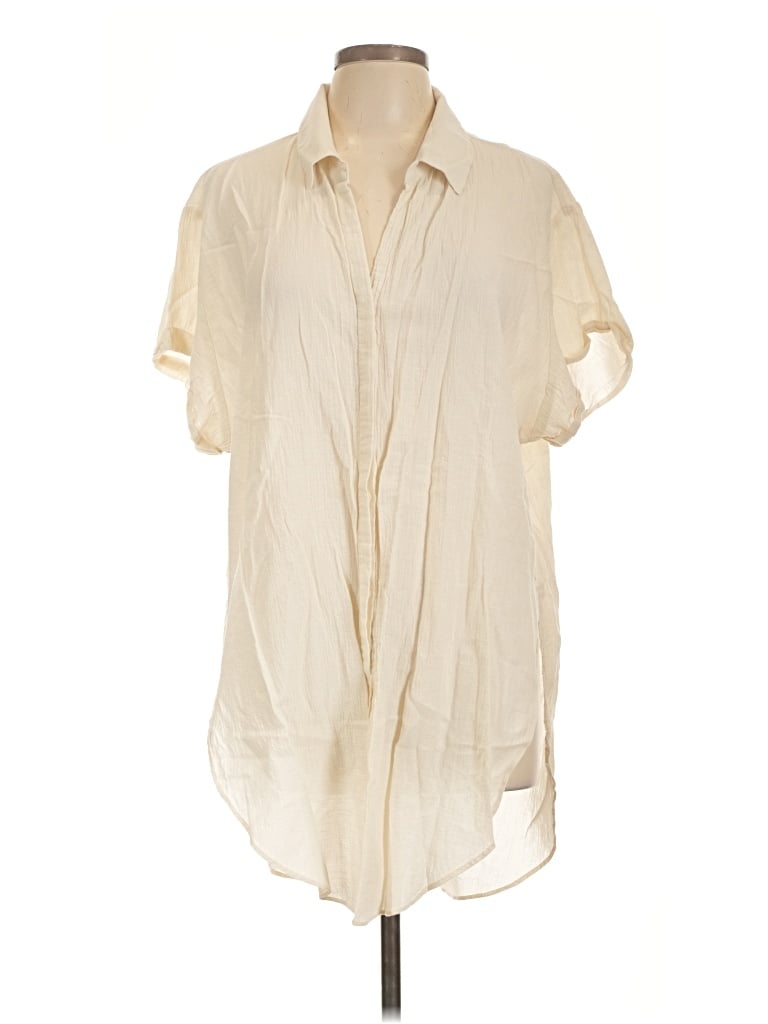 Pre-owned Calia Short Sleeve Blouse In Ivory