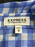 Express 100% Polyester Checkered-gingham Blue Long Sleeve Blouse Size M - photo 7