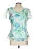 Karin Stevens 100% Polyester Teal Short Sleeve Blouse Size 12 - photo 1