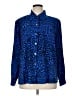 Kathy Che 100% Polyester Animal Print Blue Long Sleeve Blouse Size 16 - photo 1