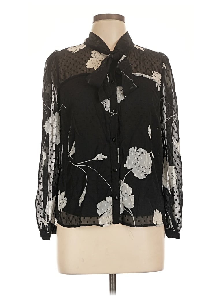 Pre-owned Monteau 3/4 Sleeve Blouse In Black