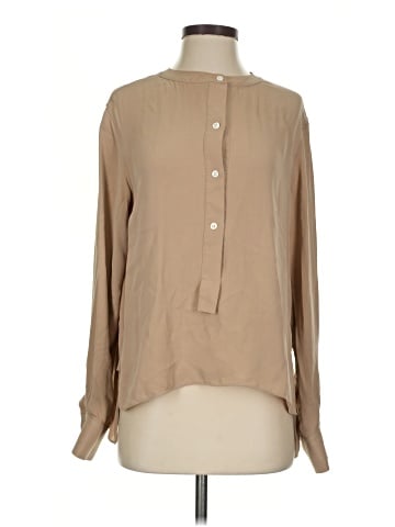 Theory Long Sleeve Silk Top (view 1)