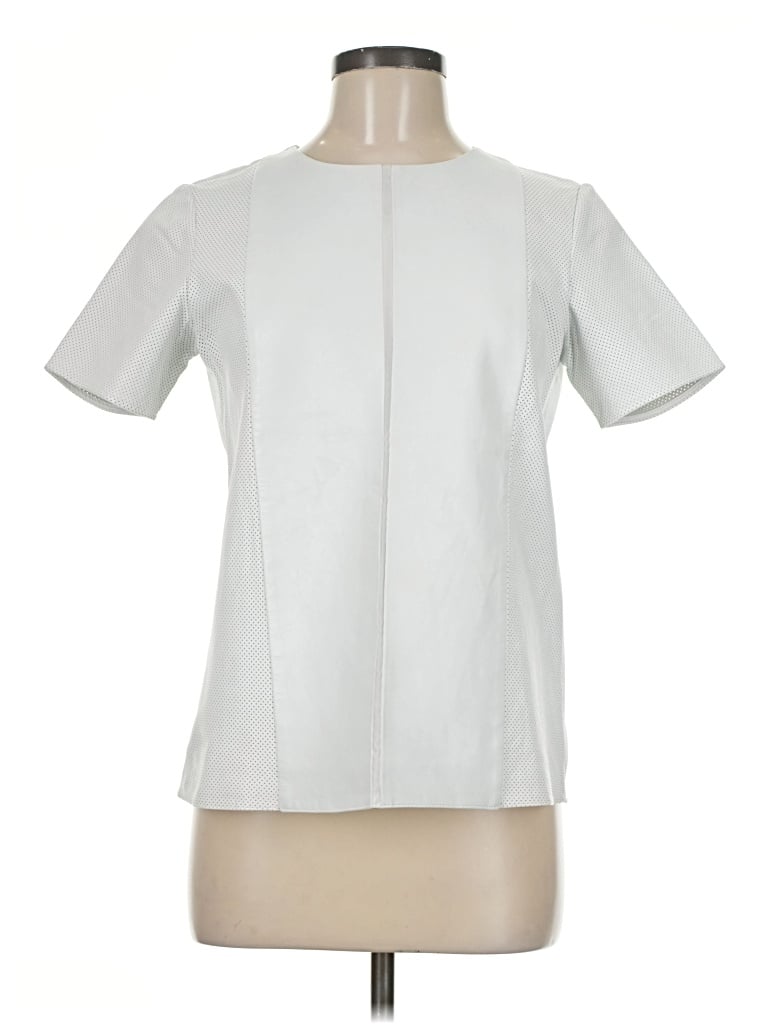 Pre-owned Neiman Marcus Short Sleeve Blouse In Silver