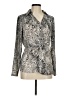 Apt. 9 100% Polyester Animal Print Silver Long Sleeve Blouse Size M - photo 1