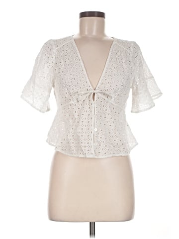 Madewell Tie-Front Top in Eyelet (view 1)