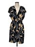 Halogen 100% Polyester Print Black Casual Dress Size Med Petite - photo 1