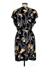 Halogen 100% Polyester Print Black Casual Dress Size Med Petite - photo 2