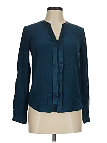 Theory Long Sleeve Silk Top (view 1)