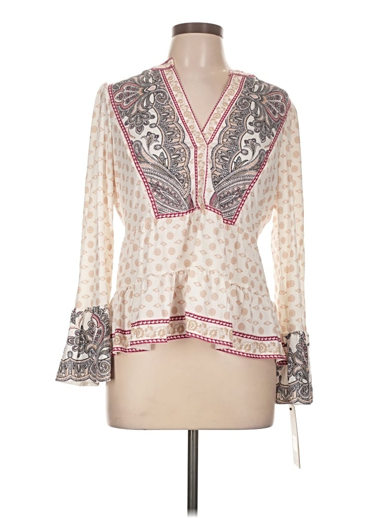 Pre-owned Hale Bob Long Sleeve Blouse In Ivory