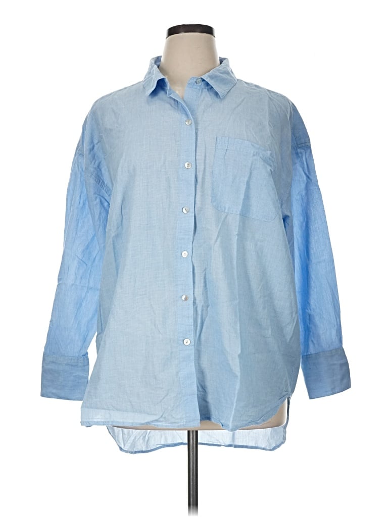 Pre-owned Lola River Long Sleeve Button Down Shirt In Blue