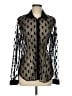 Hot Topic 100% Nylon Polka Dots Black Long Sleeve Blouse Size Med (00) - photo 1
