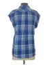 Rails 100% Rayon Plaid Blue Short Sleeve Blouse Size S - photo 2
