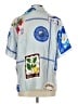 Oroton 100% Silk Graphic Blue Short Sleeve Silk Top Size 12 - photo 2