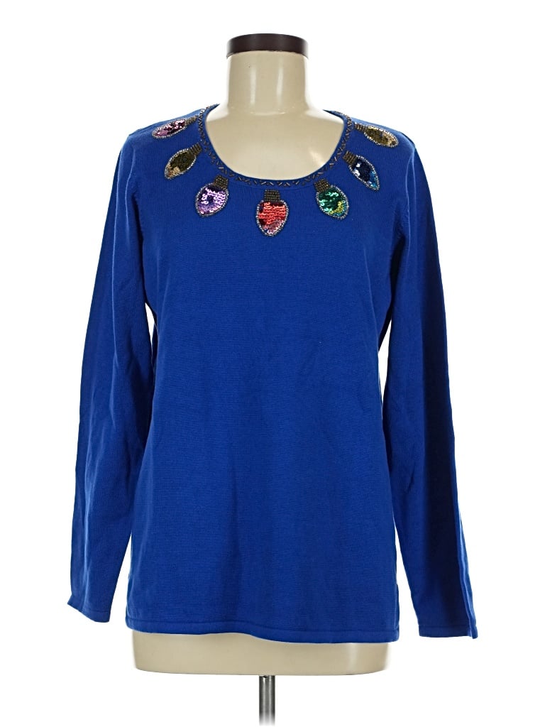 Pre-owned Quacker Factory Pullover Sweater In Blue
