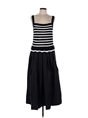 Madewell Poplin Crocheted Knit Midi Dress (view 1)