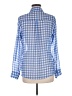 Express 100% Polyester Checkered-gingham Blue Long Sleeve Blouse Size M - photo 2