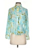 Finley Print Teal Long Sleeve Blouse Size S - photo 1