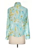 Finley Print Teal Long Sleeve Blouse Size S - photo 2
