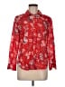 Talbots 100% Cotton Floral Red Long Sleeve Blouse Size Med Petite - photo 1