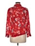 Talbots 100% Cotton Floral Red Long Sleeve Blouse Size Med Petite - photo 2