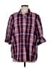 Eddie Bauer Plaid Purple 3/4 Sleeve Blouse Size M - photo 1