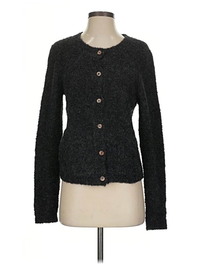 Pre-owned Peruvian Connection Wool Cardigan Sweater In Black