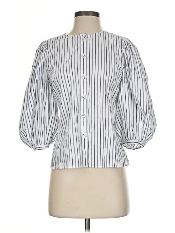 Madewell Puff-Sleeve Button-Up Top in Stripe (view 1)
