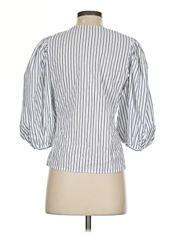 Madewell Puff-Sleeve Button-Up Top in Stripe (view 2)
